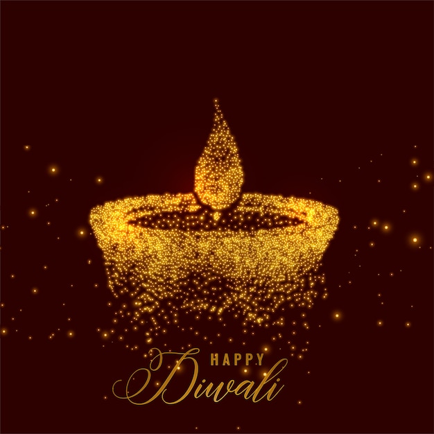 Creative diwali diya made with golden\
particles