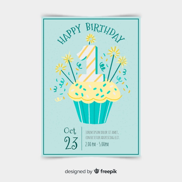 Download Creative first birthday card template | Free Vector