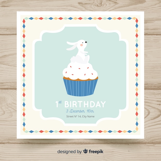 Download Creative first birthday card template | Free Vector