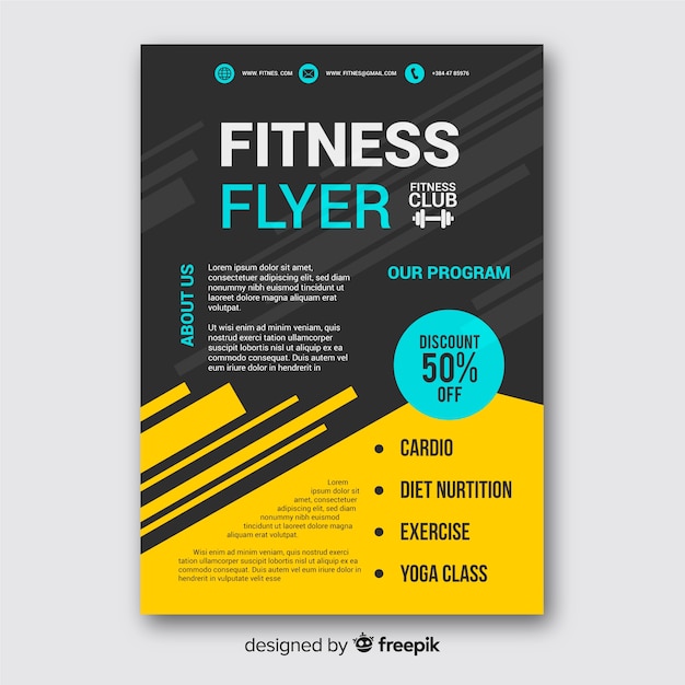 Free Vector Creative Fitness Flyer Template Design