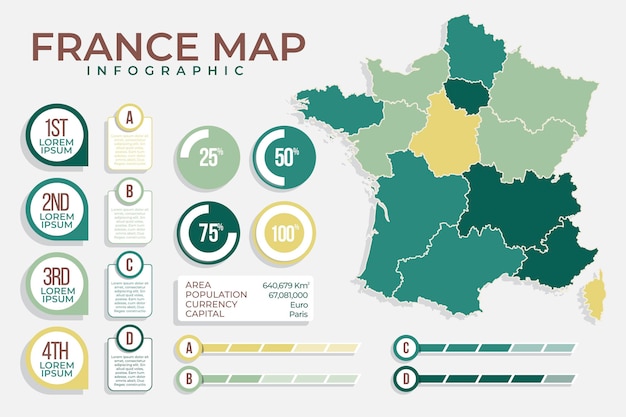 Free Vector Creative Flat Design France Map Infographic