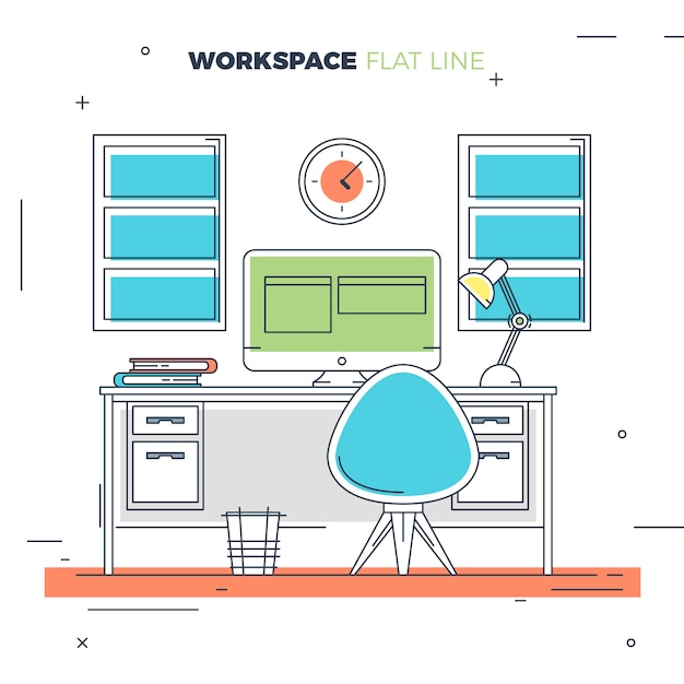 Creative flat workspace | Free Vector