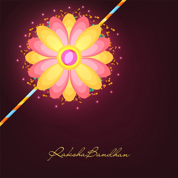 Creative Floral Rakhi design in Yellow and Pink\
colors for Raksha Bandhan celebration.