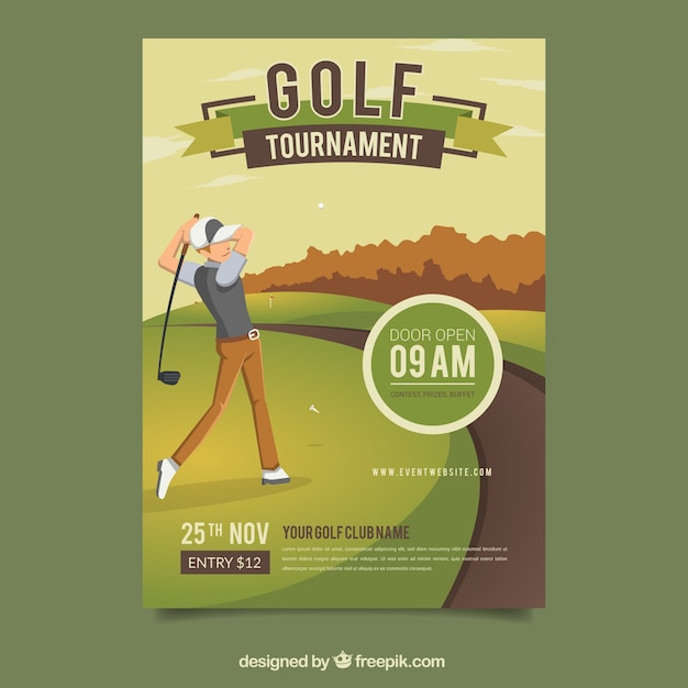 Creative golf poster template Free Vector