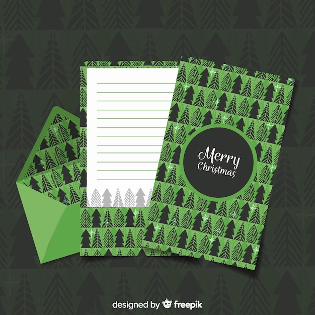 Creative Green Christmas Envelope Free Vector