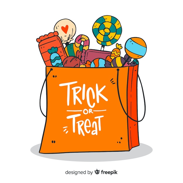 Free Vector Creative Halloween Candy Bag Background