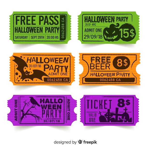 Creative halloween ticket template Vector Free Download