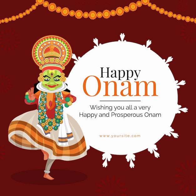 Premium Vector | Creative happy onam with decorative background