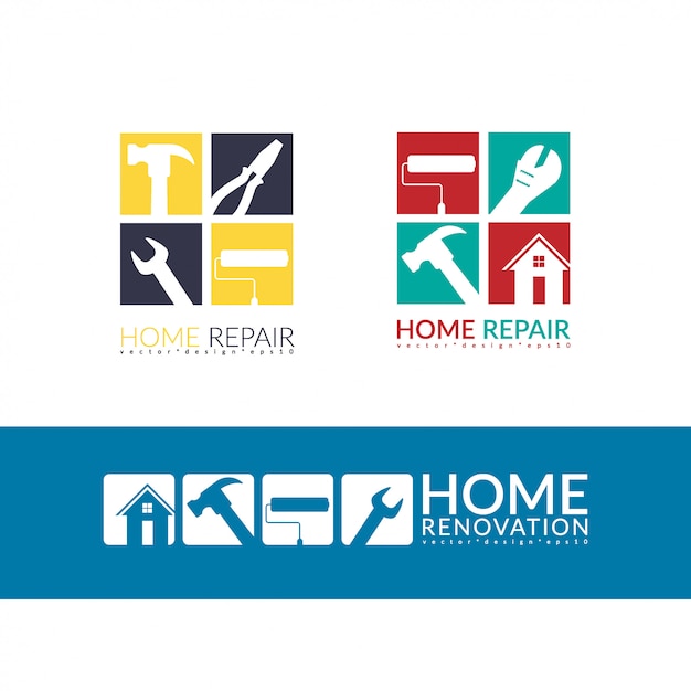 Creative home repair logo | Premium Vector