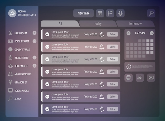 Download Premium Vector Creative Illustration Of Day Planner Template Ui Ux Mockup Calendar App Tasks Manager PSD Mockup Templates