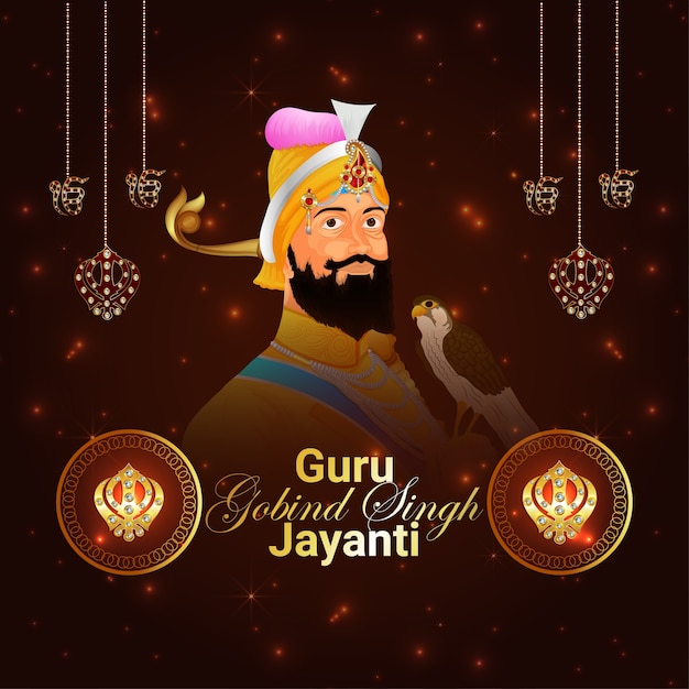 premium-vector-creative-illustration-of-guru-gobind-singh-jayanti-sikh-tenth-guru-birthday