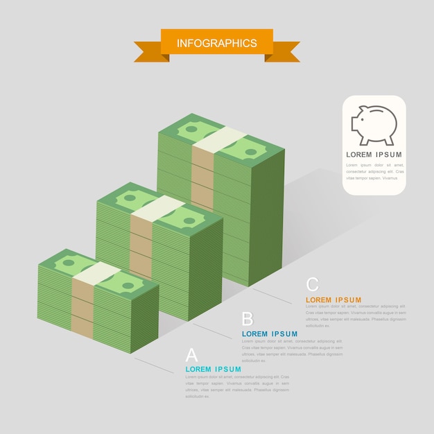 Premium Vector | Creative Infographic Template Design With Banknotes Chart