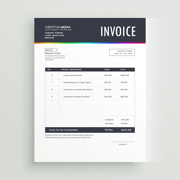 Premium Vector Creative Invoice Template