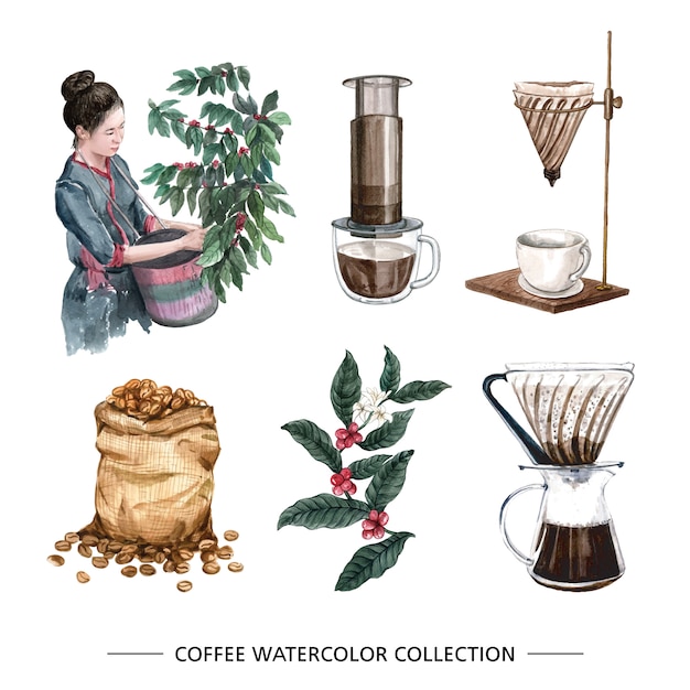 Download Free Vector | Creative isolated watercolor coffee drip