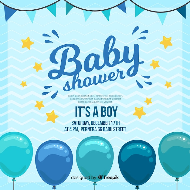 Download Creative its a boy baby shower template | Free Vector