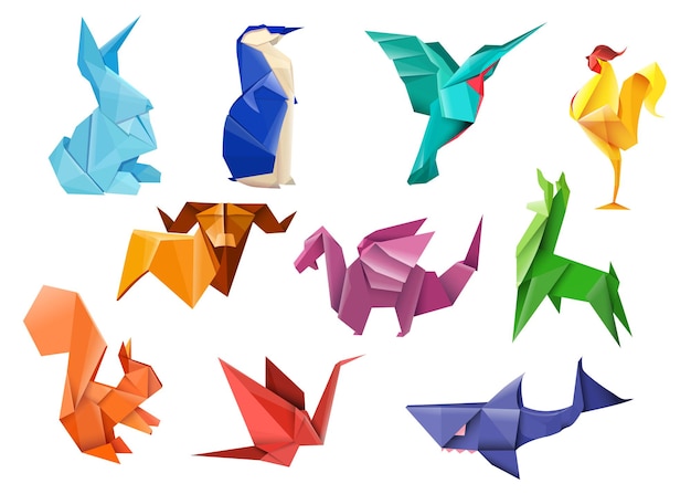free-vector-creative-japanese-origami-flat-item-set