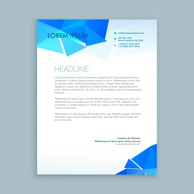 Free Vector | Creative letterhead with blue polygons