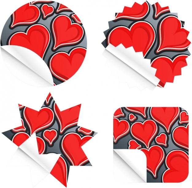 Creative love stickers material vector
set