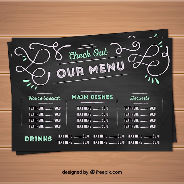 Creative menu design in chalkboard style Vector Free 