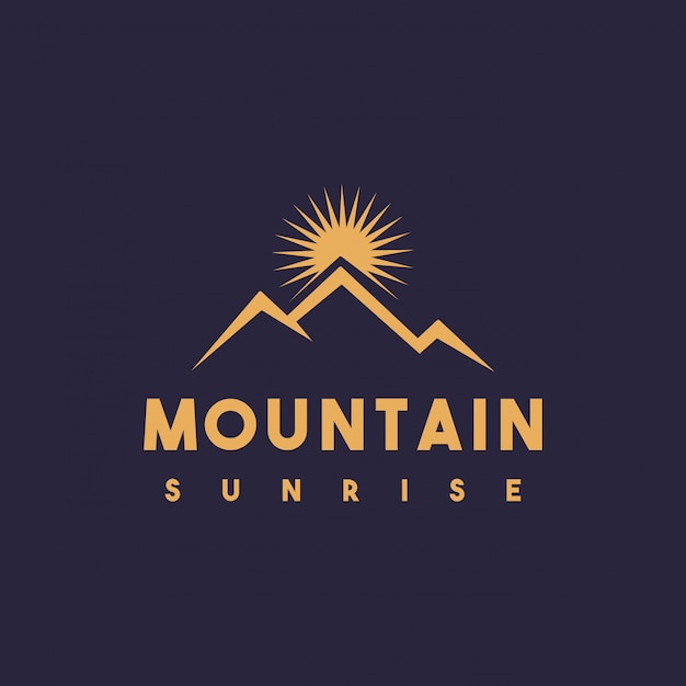 創造的な山の日の出のロゴデザイン プレミアムベクター