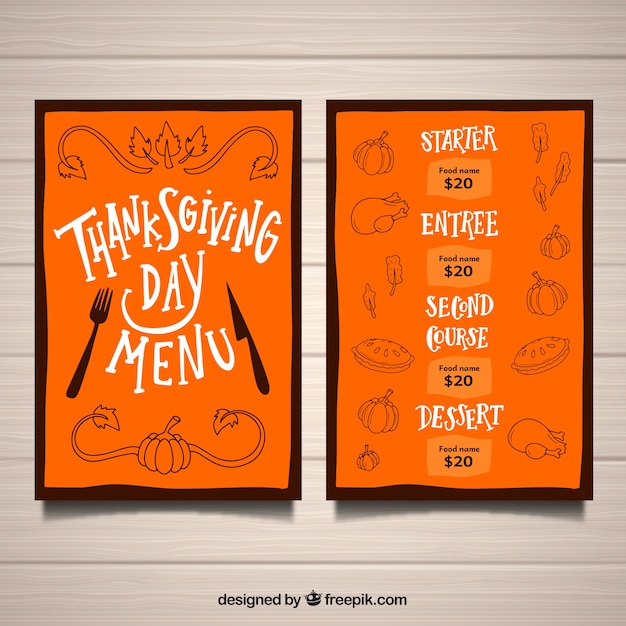 Creative orange thanksgiving menu
template