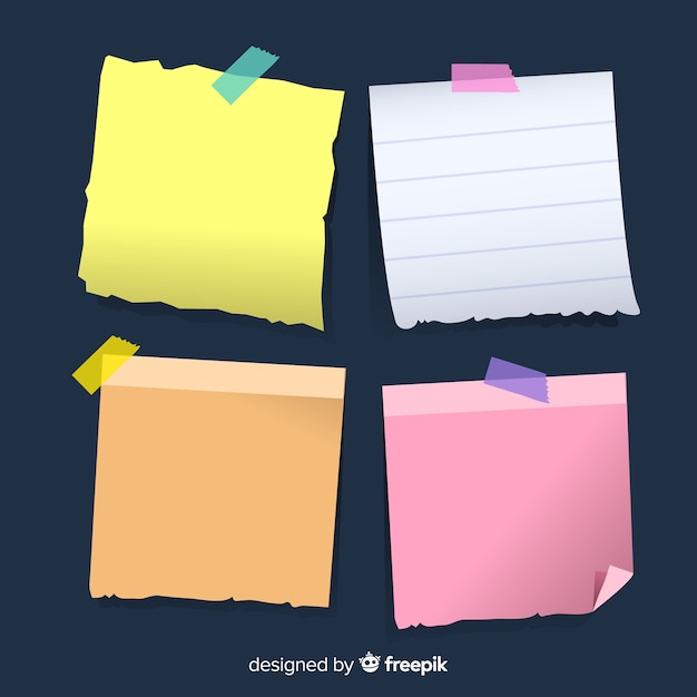 Creative Pack Of Sticky Notes In Realistic Style Free Vector