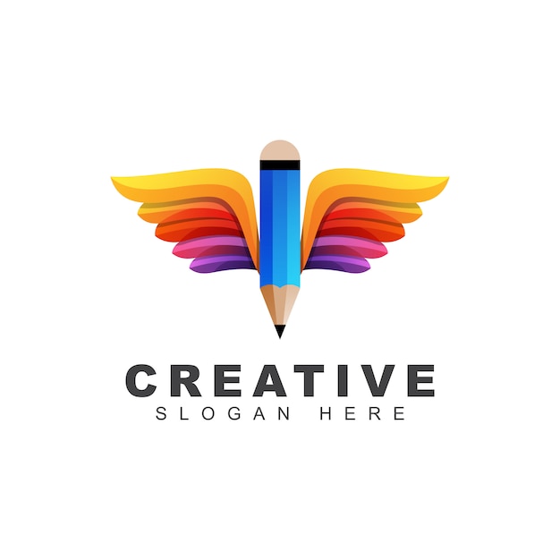 Download Free Creative Pencil With Wings Logo Education School Gradient Logo Use our free logo maker to create a logo and build your brand. Put your logo on business cards, promotional products, or your website for brand visibility.
