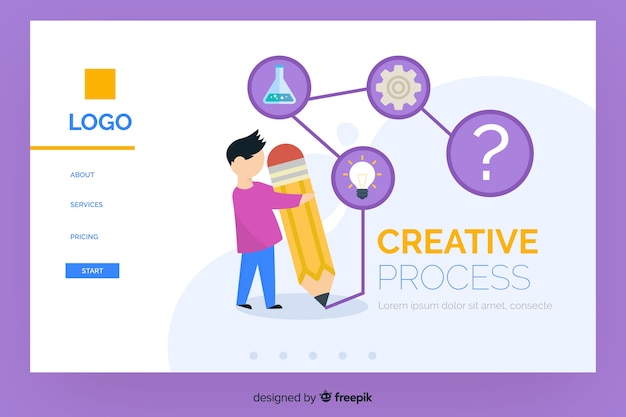 Download Free Creative Process Landing Page Template Free Vector Use our free logo maker to create a logo and build your brand. Put your logo on business cards, promotional products, or your website for brand visibility.