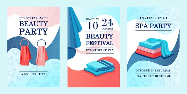 Kreativnyj Dizajn Reklamnyh Priglashenij S Polotencami Reklamnoe Priglashenie Na Festival Krasoty S Tekstom Koncepciya Spa I Relaksacii Shablon Dlya Listovki Bannera Ili Flaera Besplatno Vektory