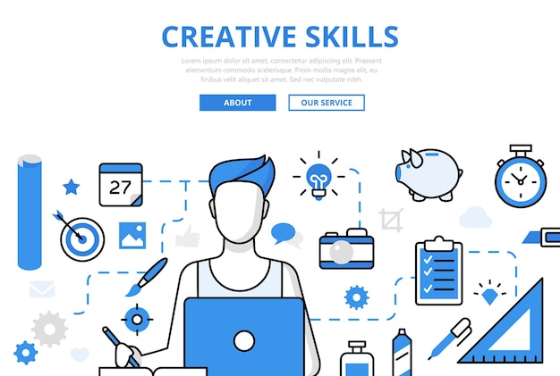 Creative skills banner in flat style Free Vector
