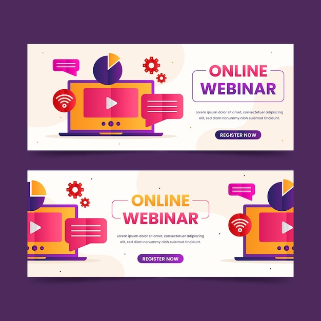 Free Vector | Creative webinar banner pack