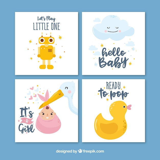 Download Creative welcome baby cards | Free Vector