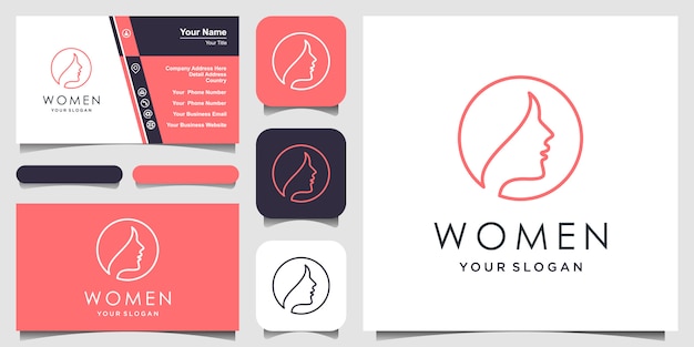 Download Free Creative Woman With Line Art Style Logo And Business Card Design Use our free logo maker to create a logo and build your brand. Put your logo on business cards, promotional products, or your website for brand visibility.