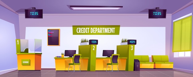 Credit Department Interior In Bank Office Free Vector 0920