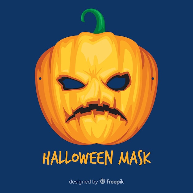 Creepy halloween mask with flat design Free Vector