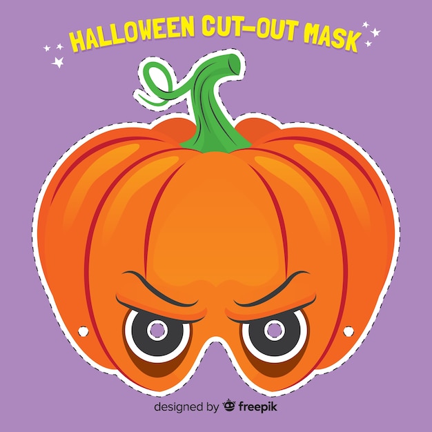 Creepy halloween mask with flat design Free Vector