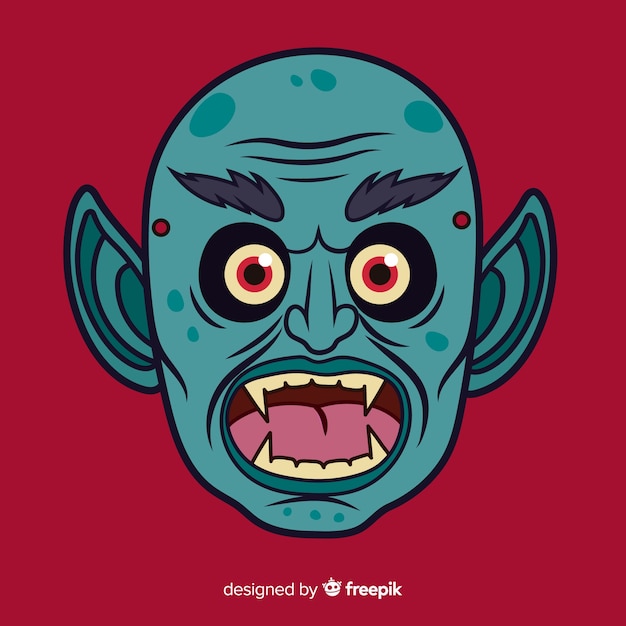 Download Creepy halloween mask with flat design | Free Vector