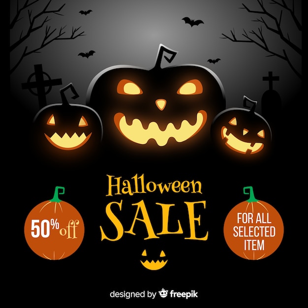 Free Vector Creepy Halloween Sale Composition With Flat Design