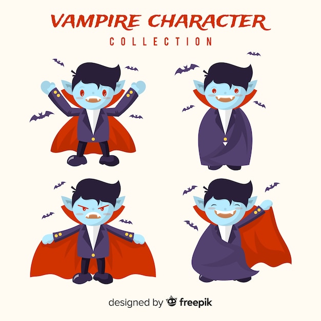 Free Vector | Creepy halloween vampire character collection