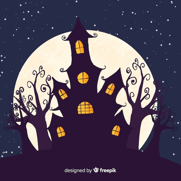 Free Vector | Creepy hand drawn halloween haunted house