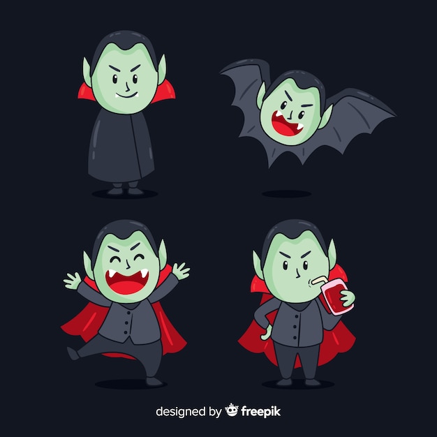 Free Vector | Creepy hand drawn vampire character collection