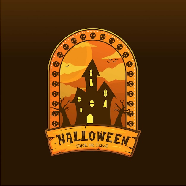 Download Creepy house halloween logo illustration Vector | Premium ...