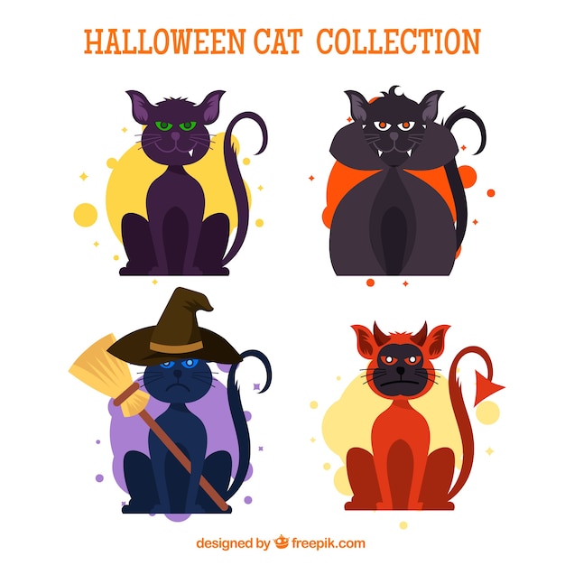Creepy pack of halloween cats