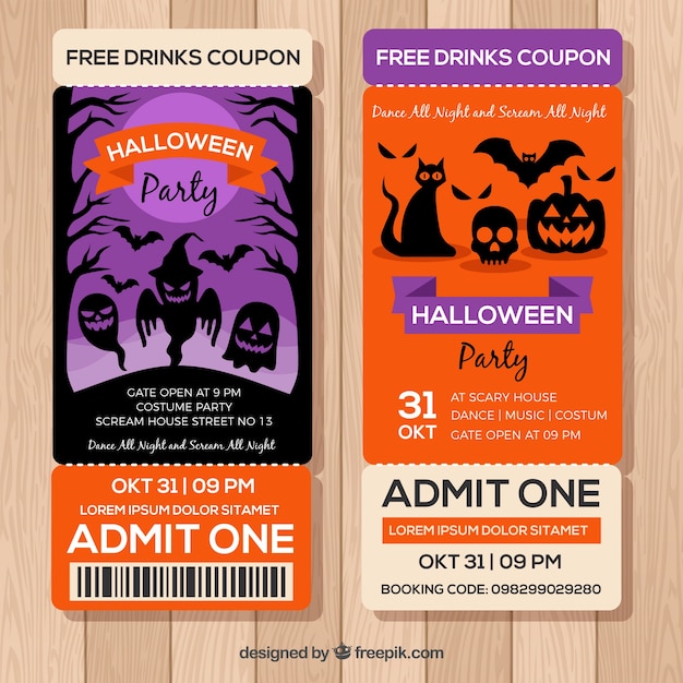 Free Vector | Creepy packof halloween tickets