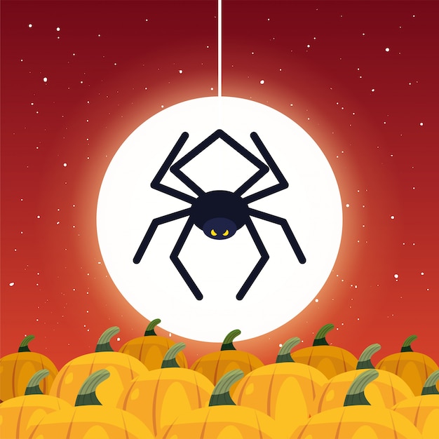 Download Free Creepy Spider Animal With Moon In Scene Of Halloween Premium Vector Use our free logo maker to create a logo and build your brand. Put your logo on business cards, promotional products, or your website for brand visibility.