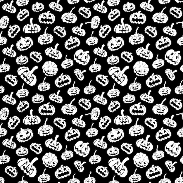 Premium Vector | Creepy white pumpkins on a black background