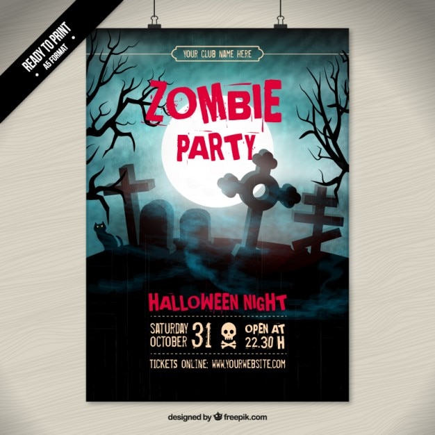 Creepy zombie party poster Vector | Premium Download