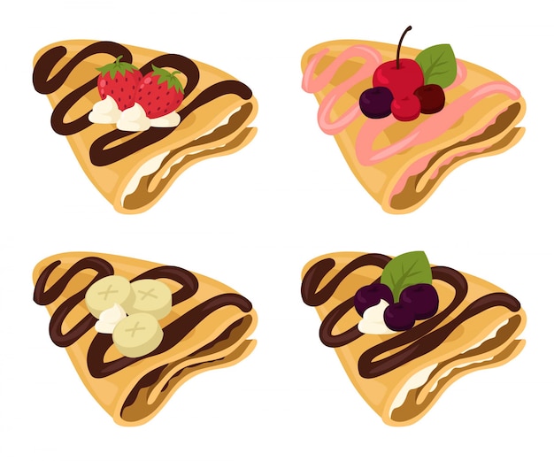 Premium Vector Crepe illustration with fruits and chocolate