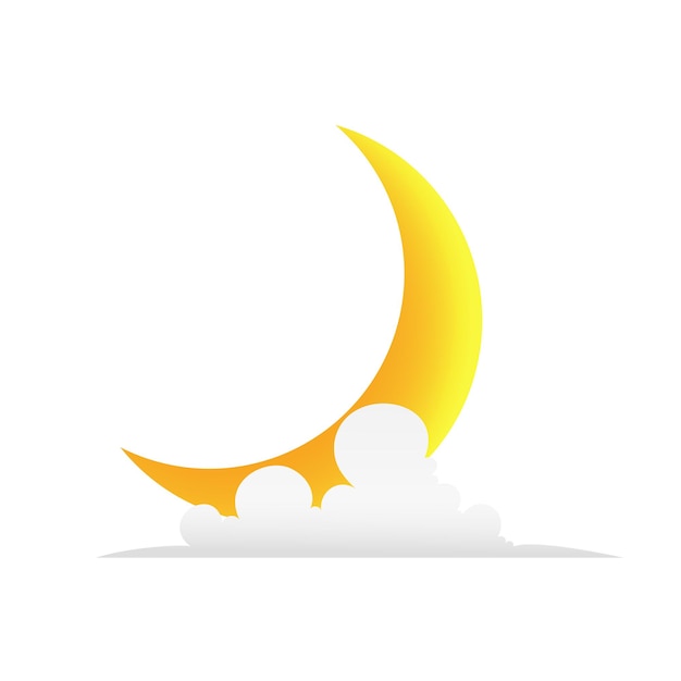 Premium Vector Crescent moon and clouds illustration.