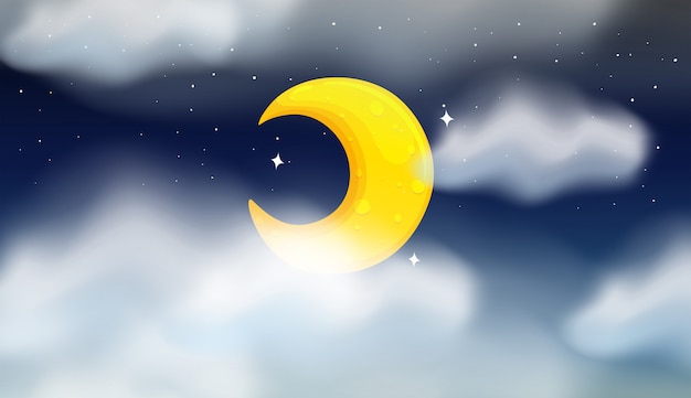 Cresent moon night scene